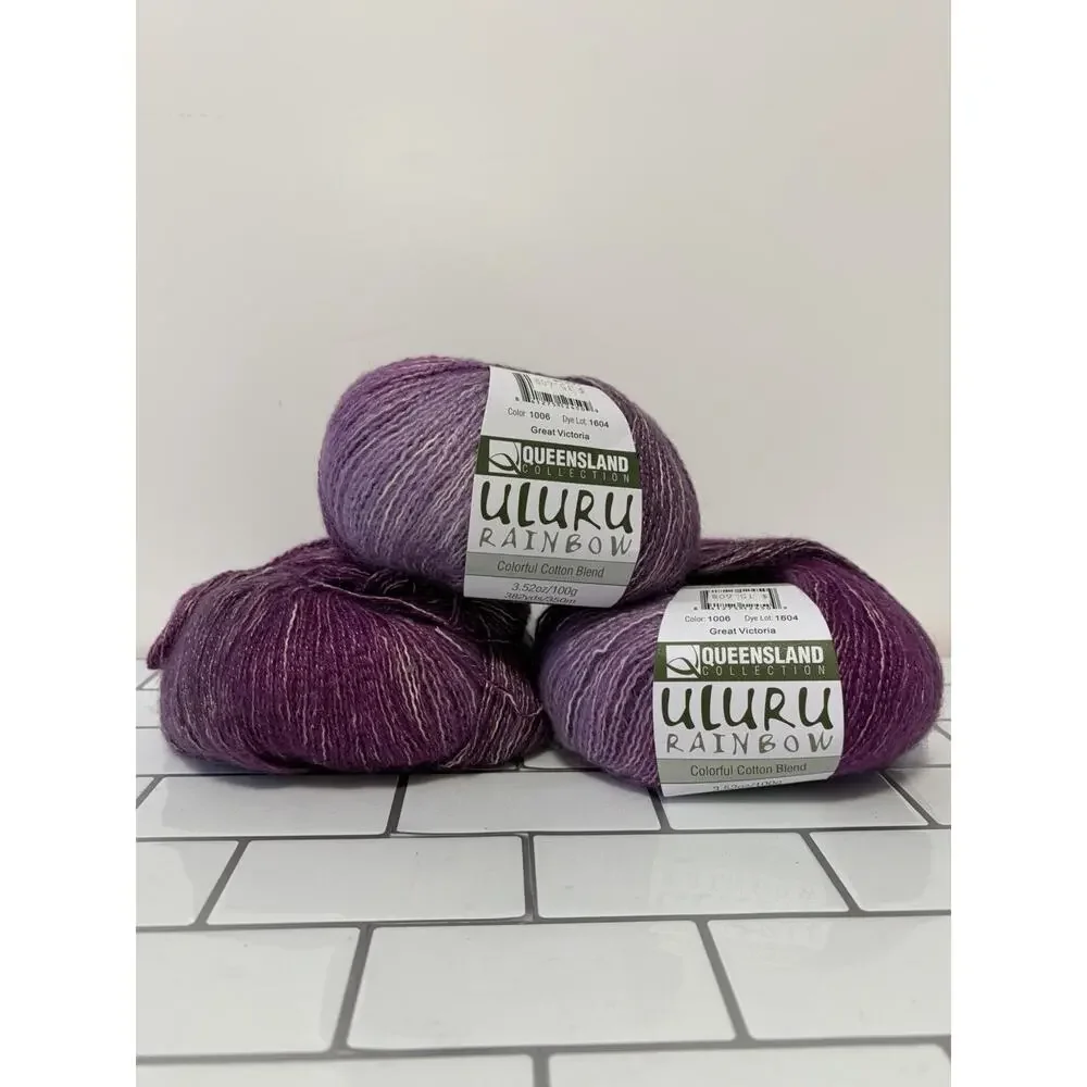 Queensland Collection Uluru Rainbow Yarn 3 Skein Lot Purple Lavender MPN 1006